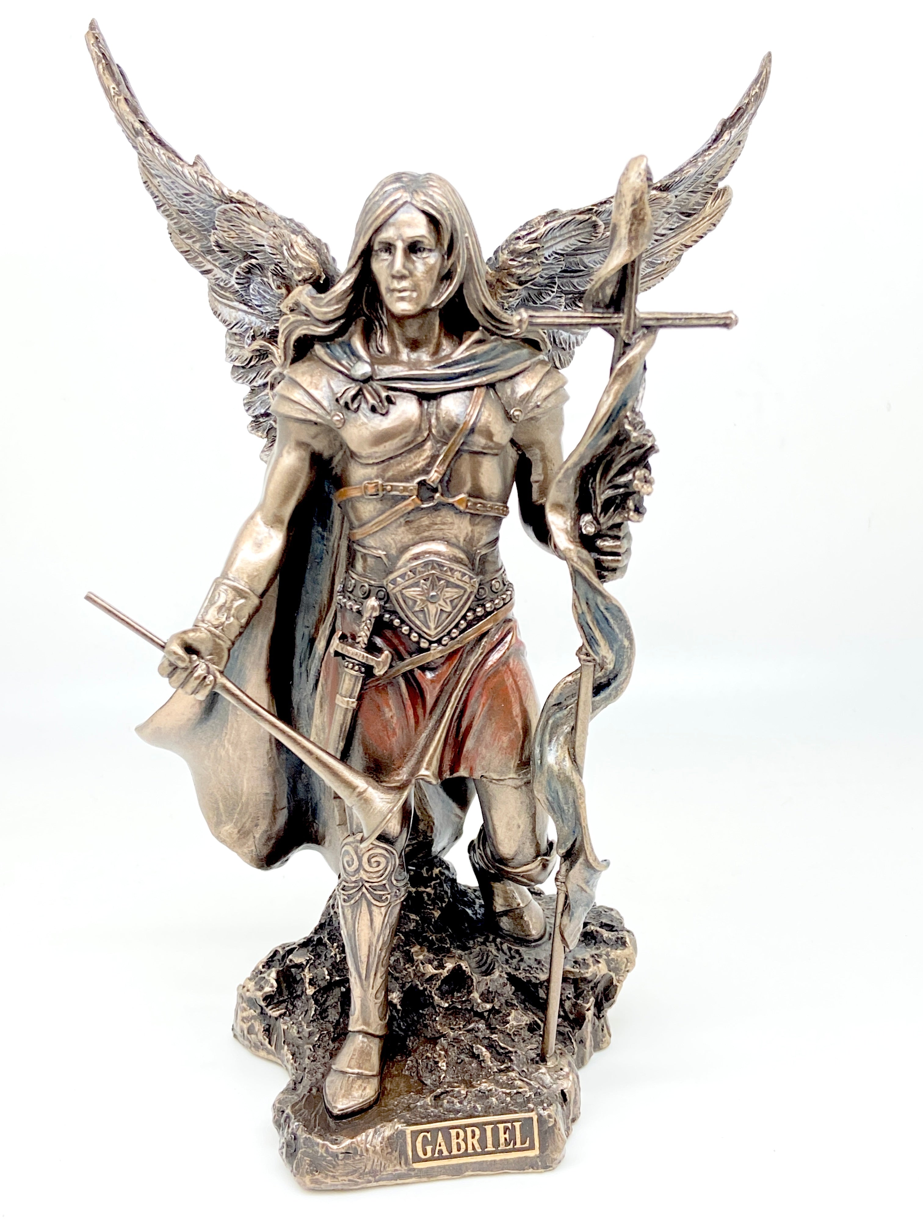 St. Gabriel the Archangel with Cross and Trumpet Statue 9 1/4