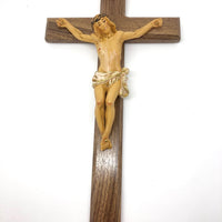 Walnut Wall Italian Style Crucifix (13") - Unique Catholic Gifts