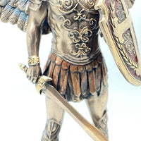Bronze Archangel Saint Michael with Sword and Shield Statue 7" - Unique Catholic Gifts
