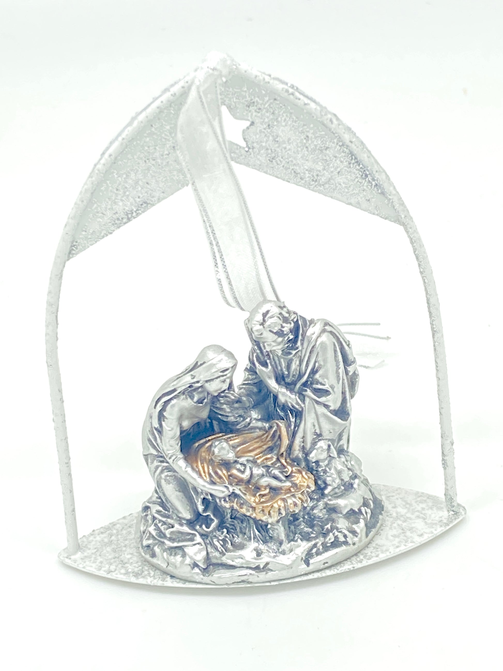 Holy Family Bronze and Silver Arch Ornament - Unique Catholic Gifts