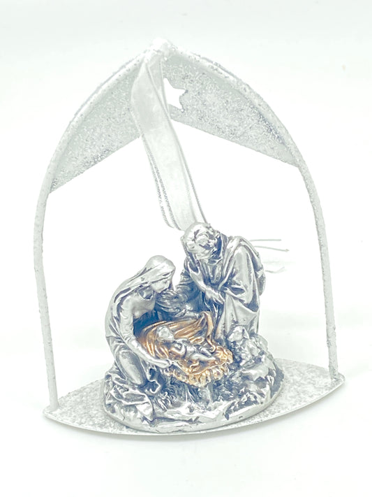 Holy Family Bronze and Silver Arch Ornament - Unique Catholic Gifts