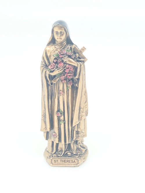 St. Therese Mini Bronze Statue (3 3/8") - Unique Catholic Gifts