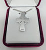 Sterling Silver with Green Celtic Crucifix  (7/8") on 18" Rhodium Chain - Unique Catholic Gifts