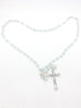 Powder Blue Glass Bead Rosary 8MM - Unique Catholic Gifts