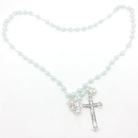 Powder Blue Glass Bead Rosary 8MM - Unique Catholic Gifts