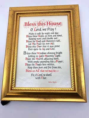 Bless This House in a Gold Frame (5x7") - Unique Catholic Gifts