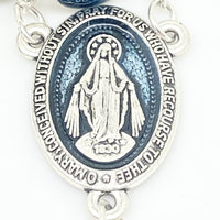 Silver and Blue Enamel St Michael and the Guardian Angel Rosary - Unique Catholic Gifts
