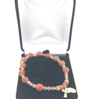 Genuine Goldstone Rosary Bracelet (8 mm) - Unique Catholic Gifts