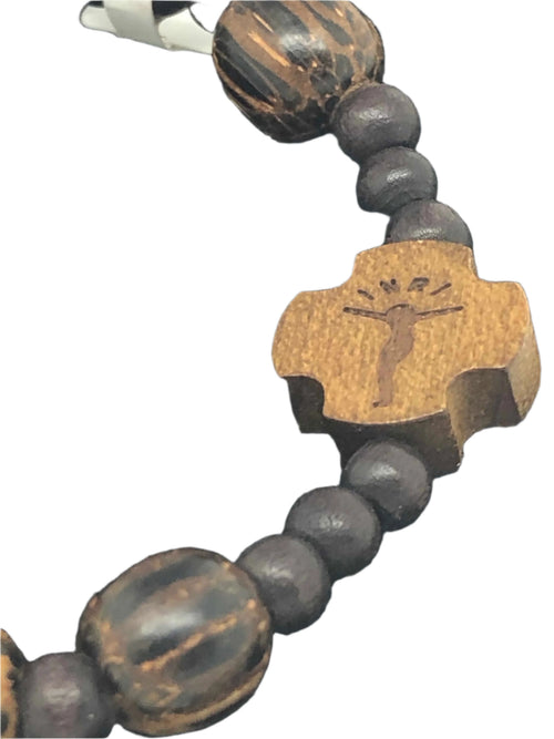 Striped Wood Children’s Rosary Bracelet (8mm) - Unique Catholic Gifts