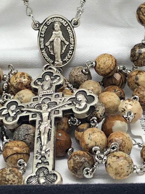 Picture Jasper Rosary (8 mm) - Unique Catholic Gifts