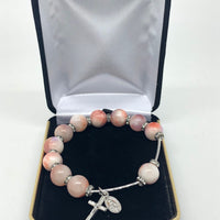 Pink Gemstone Rosary Bracelet (10 mm) - Unique Catholic Gifts