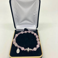 Genuine Rose Quartz Bracelet (6 mm) - Unique Catholic Gifts