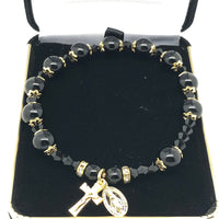 Genuine Black Onyx Rosary Bracelet (8 mm) - Unique Catholic Gifts