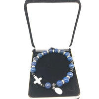 Genuine Blue Agate Rosary Bracelet (8 mm) - Unique Catholic Gifts
