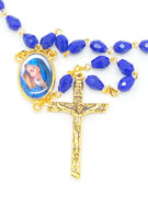 Seven Sorrows Blue Crystal Rosary ( Gold) - Unique Catholic Gifts