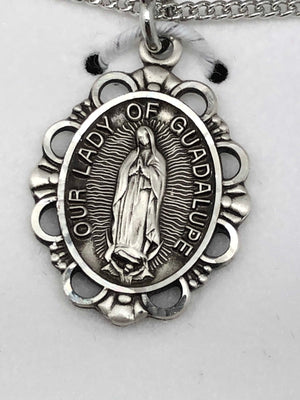 Sterling Silver Our Lady of Guadalupe Medal (1/2