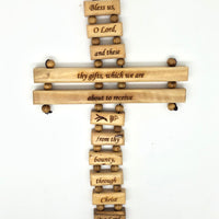 Olive Wood "Our Father" Hanging Cross( 9") - Unique Catholic Gifts