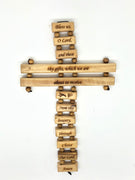 Olive Wood "Our Father" Hanging Cross( 9") - Unique Catholic Gifts