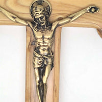 Holy Land Wall Crucifix Olive Wood "Bethlehem Treasures"  (8 1/2" ) - Unique Catholic Gifts