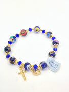 Blue Murano Glass  Rosary Bracelet (8MM) - Unique Catholic Gifts