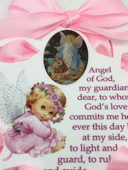 Baby Girl Crib Medallion (Pink) - Unique Catholic Gifts