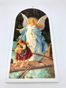 Guardian Angel Wood Wall Plaque (9 1/4") - Unique Catholic Gifts
