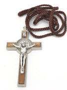 Silver and Wood St. Benedict Crucifix (3") - Unique Catholic Gifts