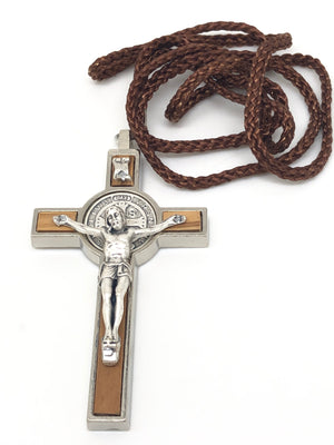 Silver and Wood St. Benedict Crucifix (3