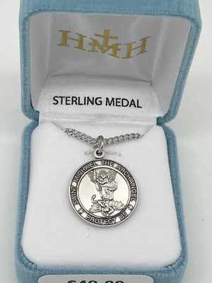 Saint Michael Sterling Silver Round Medal (1