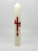 White and Red Taper Paschal Easter Candle (9" x 1 1/2") - Unique Catholic Gifts