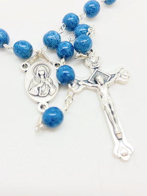 Blue Rosary from the Holy Land (7 mm) - Unique Catholic Gifts