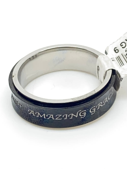 Lady's Black Spinner Amazing Grace Ring - Unique Catholic Gifts