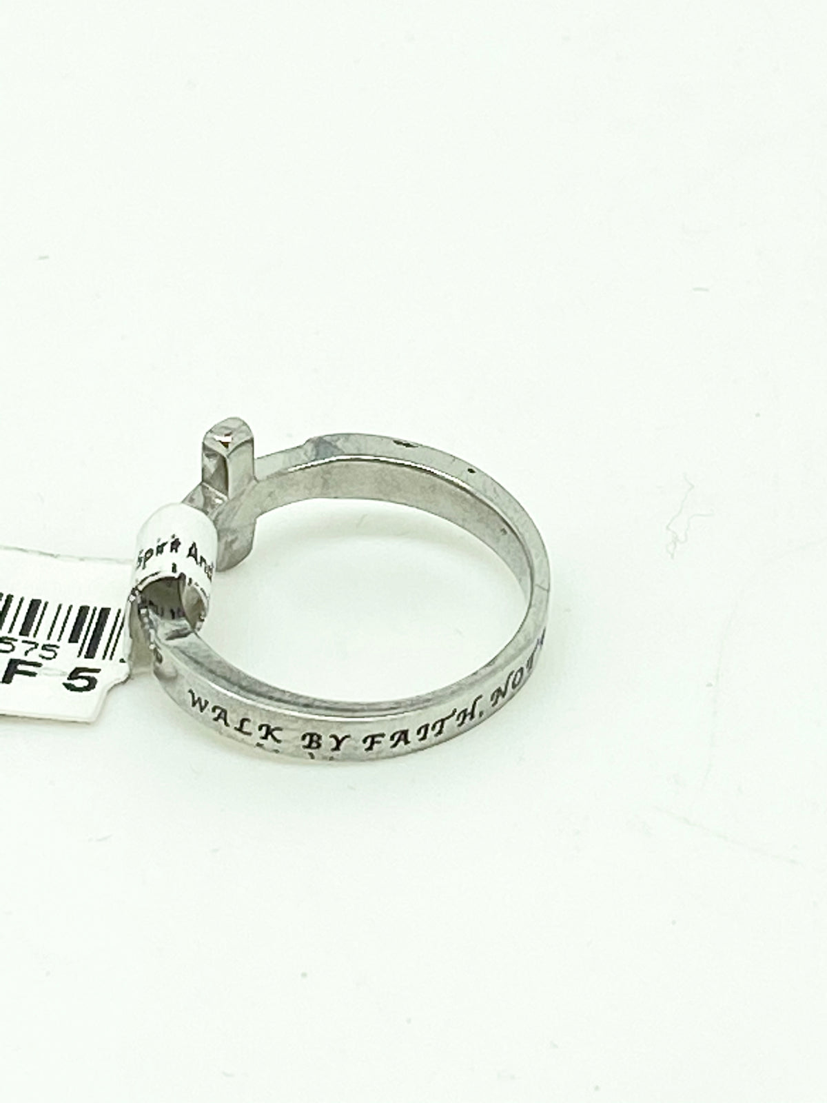 Sideways Cubic Zirconia Cross "Walk by Faith" - Unique Catholic Gifts