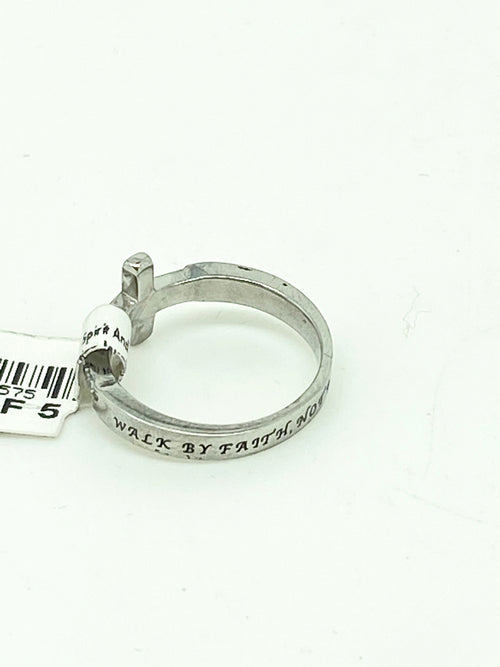 Sideways Cubic Zirconia Cross "Walk by Faith" - Unique Catholic Gifts