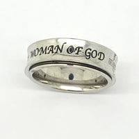 Lady's High Polish Spinner "Woman of God" Ring - Unique Catholic Gifts