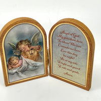 Guardian Angel with Lantern Natural Wood Standing Diptych - Unique Catholic Gifts