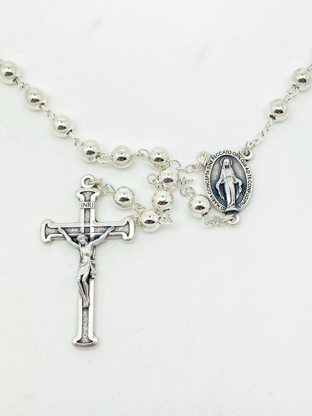 Silver Rosary(5mm) - Unique Catholic Gifts