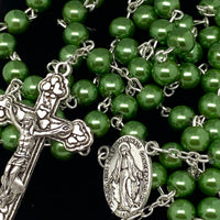 7mm Green Glass Bead Rorary - Unique Catholic Gifts