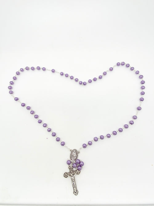 7mm Purple Glass Bead Rosary - Unique Catholic Gifts