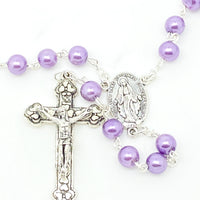 7mm Purple Glass Bead Rosary - Unique Catholic Gifts