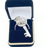 Silver Key Shaped Lady of Grace Keychain - Unique Catholic Gifts