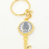 Gold Key Shaped  Lady of Grace Keychain - Unique Catholic Gifts