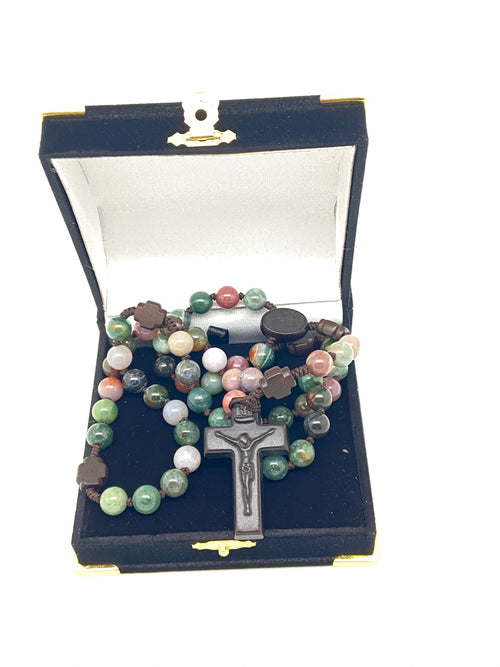 Multicolor Onyx/Jujube Wood Rosary (8mm) - Unique Catholic Gifts