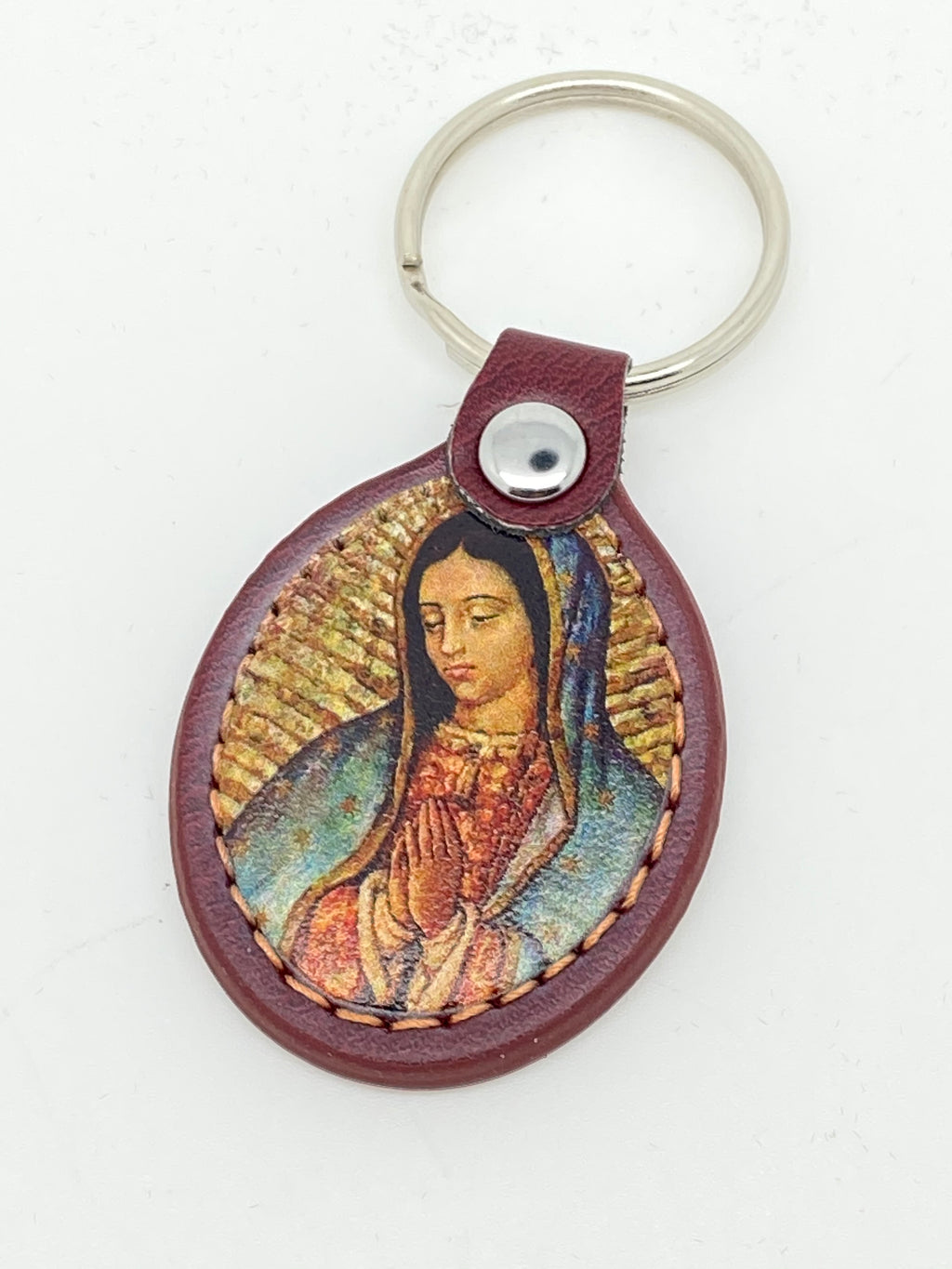 Our Lady Guadalupe Leather Keychain - Unique Catholic Gifts