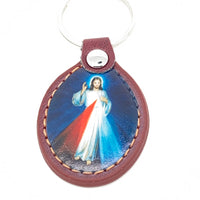 Divine Mercy Leather Keychain - Unique Catholic Gifts