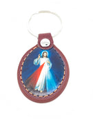 Divine Mercy Leather Keychain - Unique Catholic Gifts