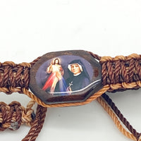 Faustina and the Divine Mercy Brown Cord and Wood Bracelet - Unique Catholic Gifts