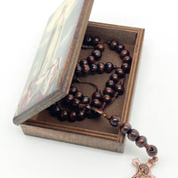 Our Lady of Fatima Wood Rosary Box with Wood Rosary - Unique Catholic Gifts