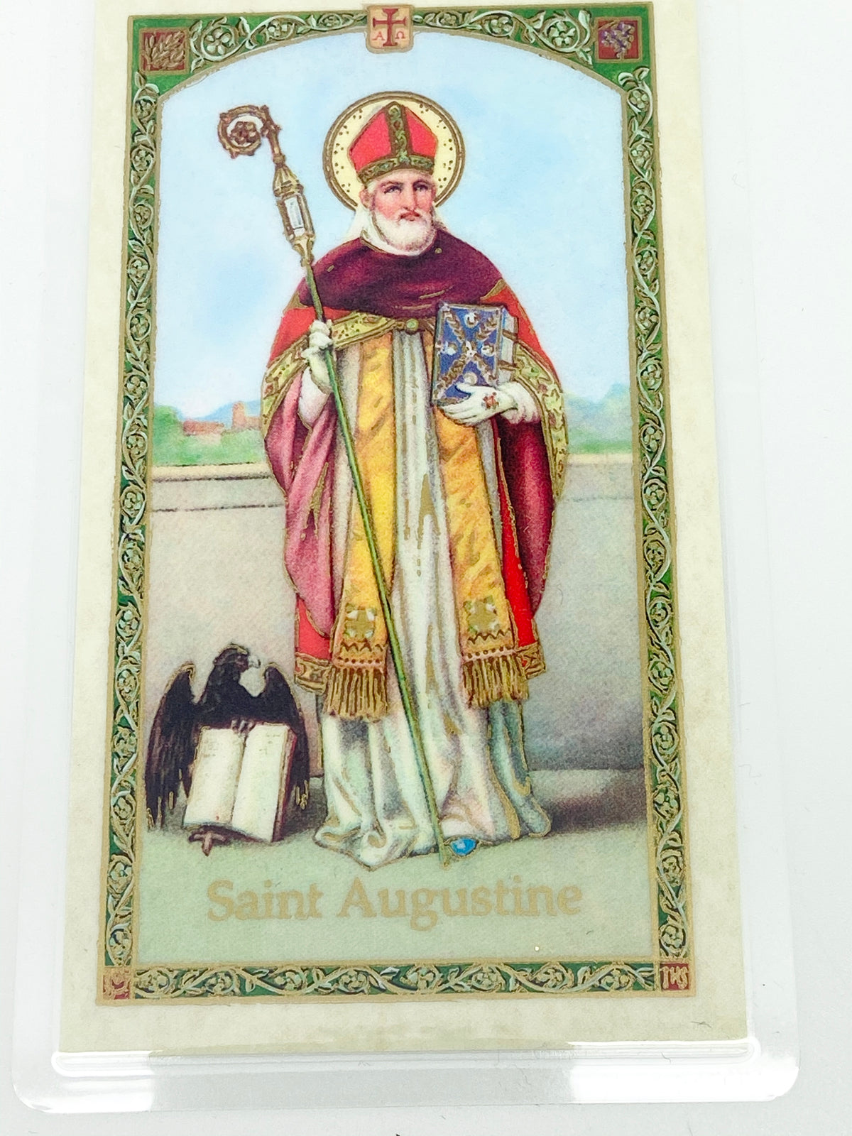 St. Augustine Laminated Holy Card (Plastic Covered) - Unique Catholic Gifts