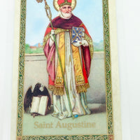 St. Augustine Laminated Holy Card (Plastic Covered) - Unique Catholic Gifts
